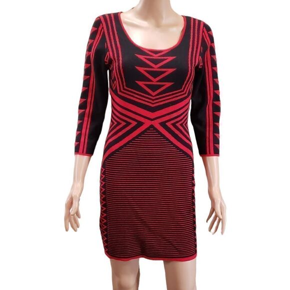 Derek Heart Red & Black Sweater Dress LARGE - Picture 1 of 16